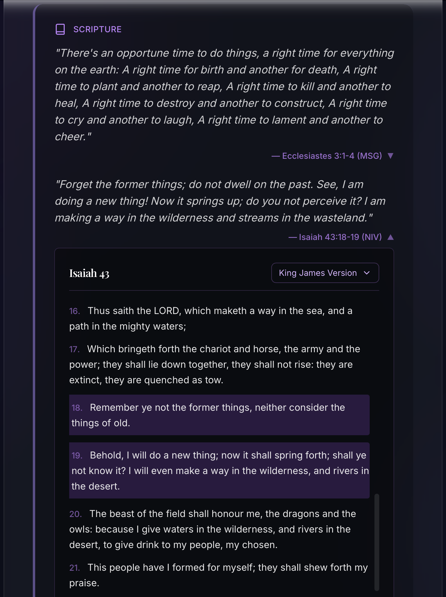 Reflection with integrated scripture passages